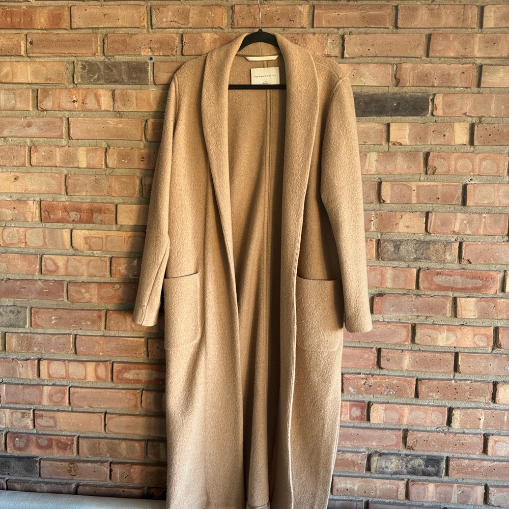 ARITZIA Babaton Merino Wool Camel Open Front Coat